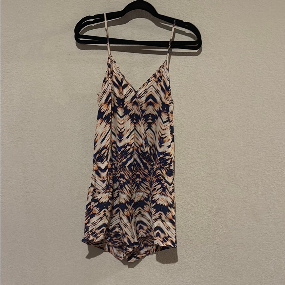 Parker Blue and Tan Chevron Jumpsuit